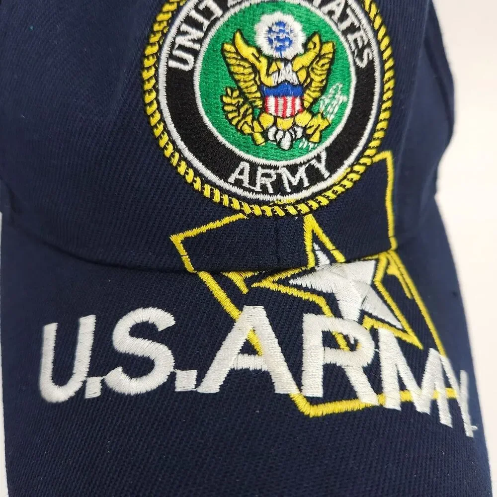 US Army Cap Navy Blue Embroidered United States Logo USA Military Hat Fits All